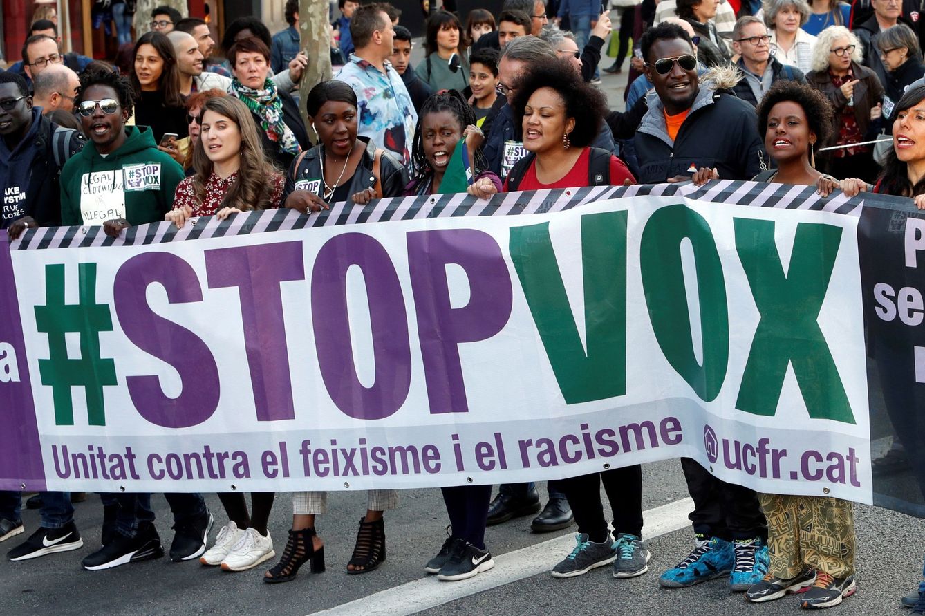 Manifestación contra Vox en Barcelona. (EFE)