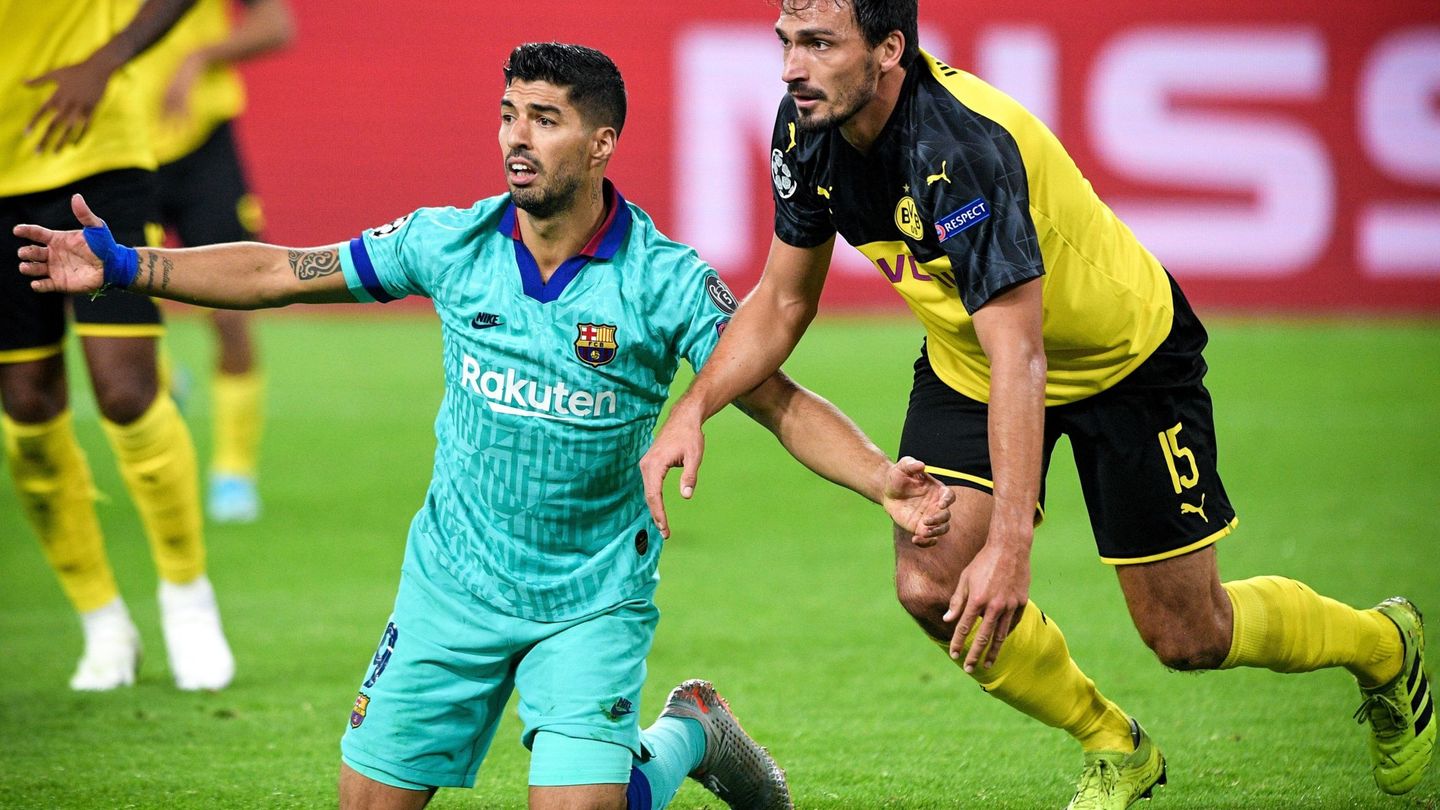Luis Suárez en el partido contra el Borussia Dortmund. (Efe)