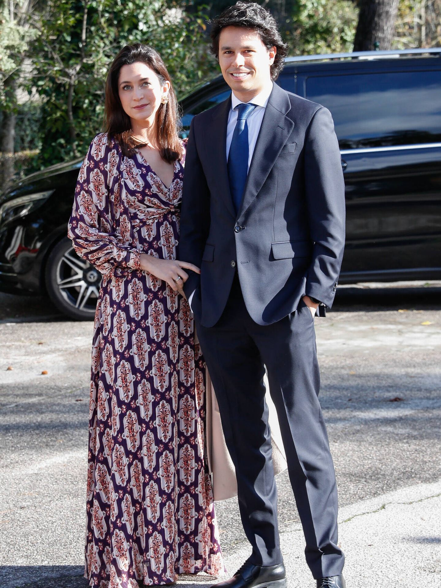 Álvaro Castillejo y Cristina Fernández, a su llegada a la boda de Cristina Reyes. (Gtres)