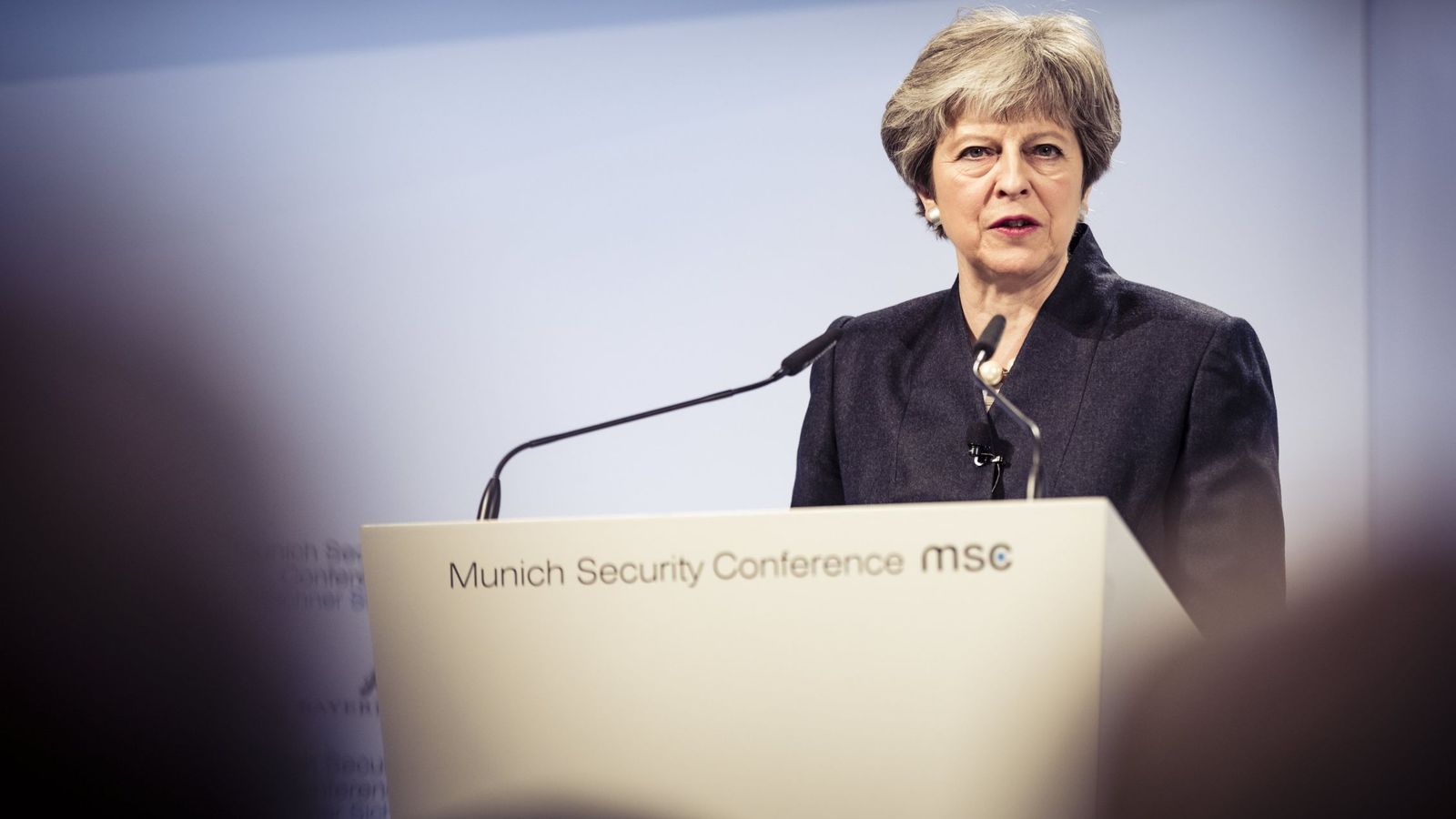 Foto: Theresa May interviene en la Conferencia de Seguridad de Múnich, hoy, 17 de febrero de 2018. (Reuters)