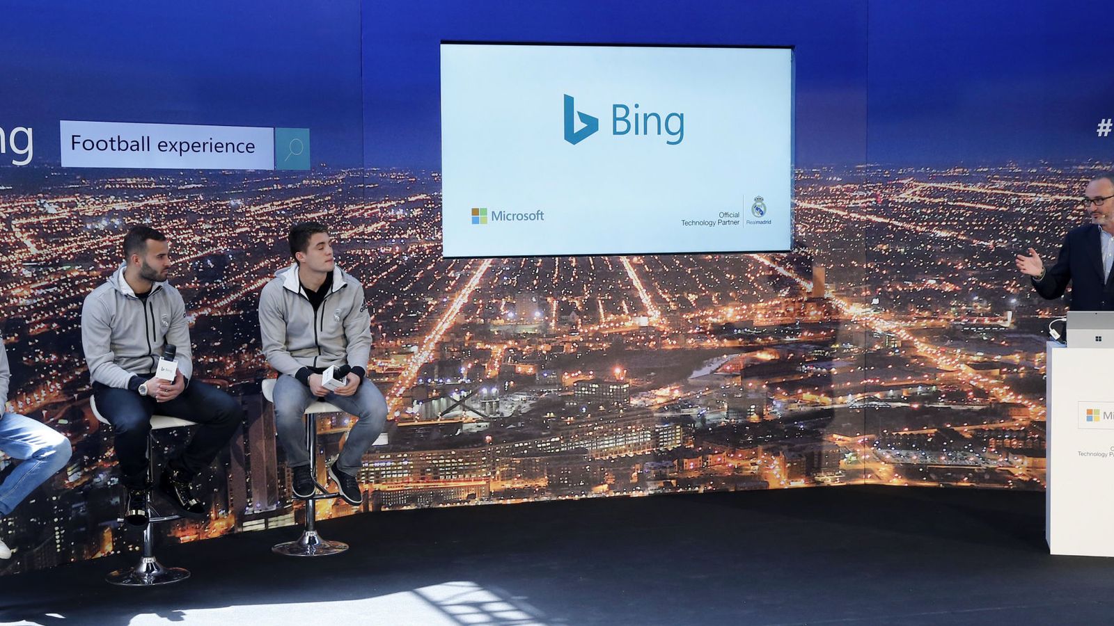 Foto: Kroos, Jesé y Kovacic, en la presentación de Bing (EFE). 