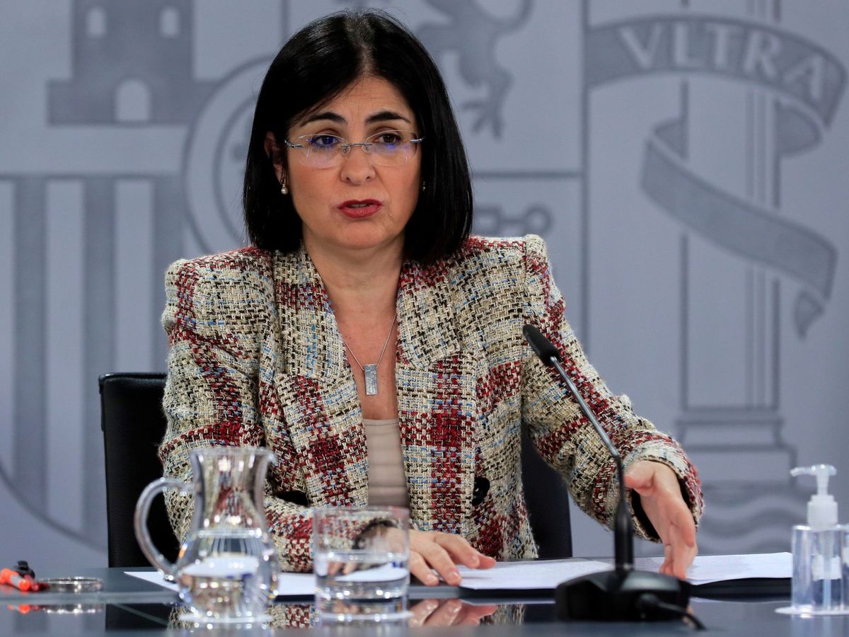 Foto: La ministra de Sanidad, Carolina Darias, en la rueda de prensa posterior al Consejo Interterritorial. (EFE)