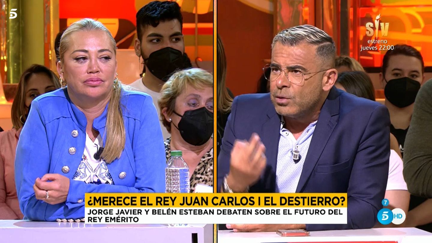 Belén Esteban y Jorge Javier, en 'Sálvame'. (Telecinco)