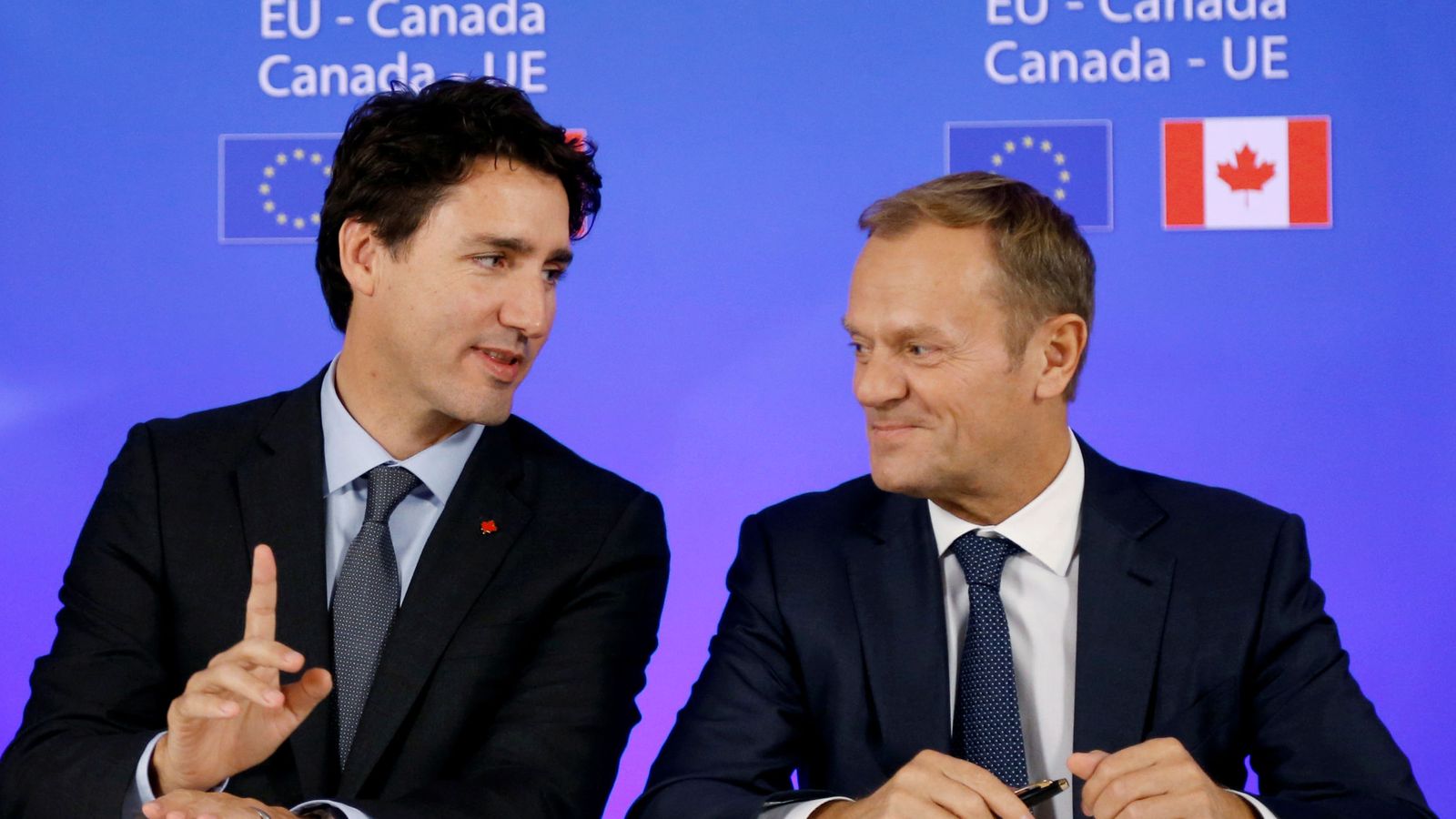 Foto: El primer ministro de Canada, Justin Trudeau y el presidente del consejo europeo, Donald Tusk (Reuters)