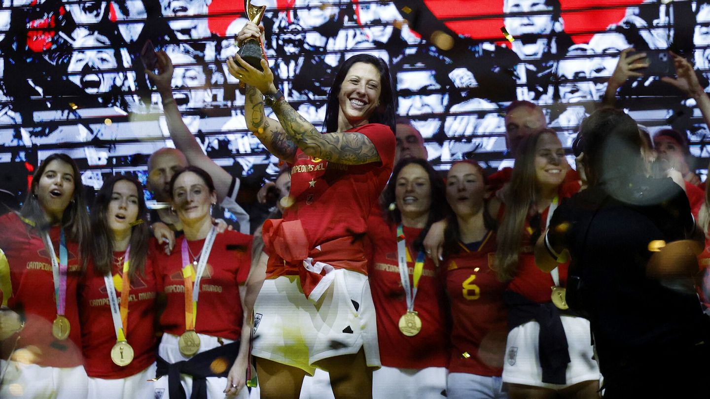 Jennifer Hermoso, celebrando la victoria del Mundial. (Reuters/Juan Medina)
