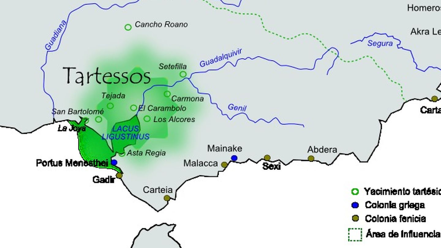 Área aproximada de extensión e influencia de la civilización de Tartessos. (CC/Té y kriptonita)