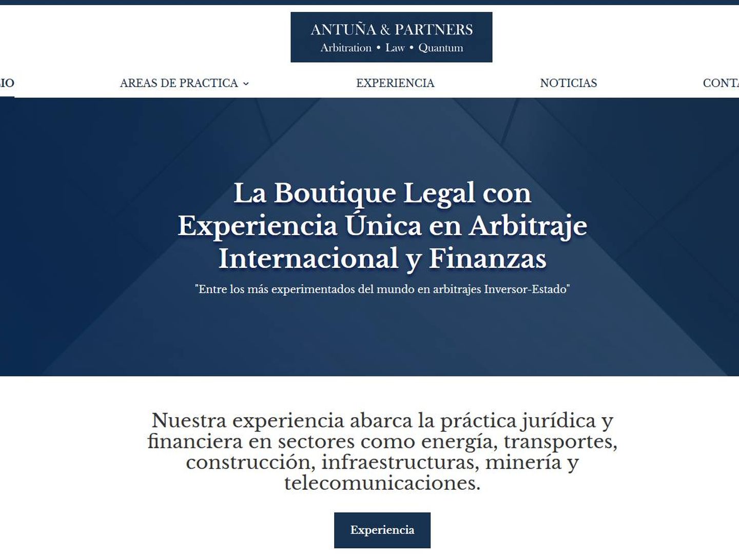 Portada principal de la web de Antuña & Partners.