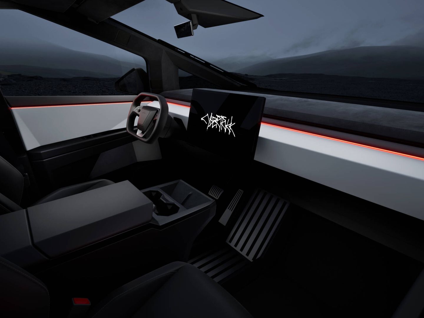 Interior minimalista, con el puesto de conducción presidido por una pantalla de 18,5 pulgadas.