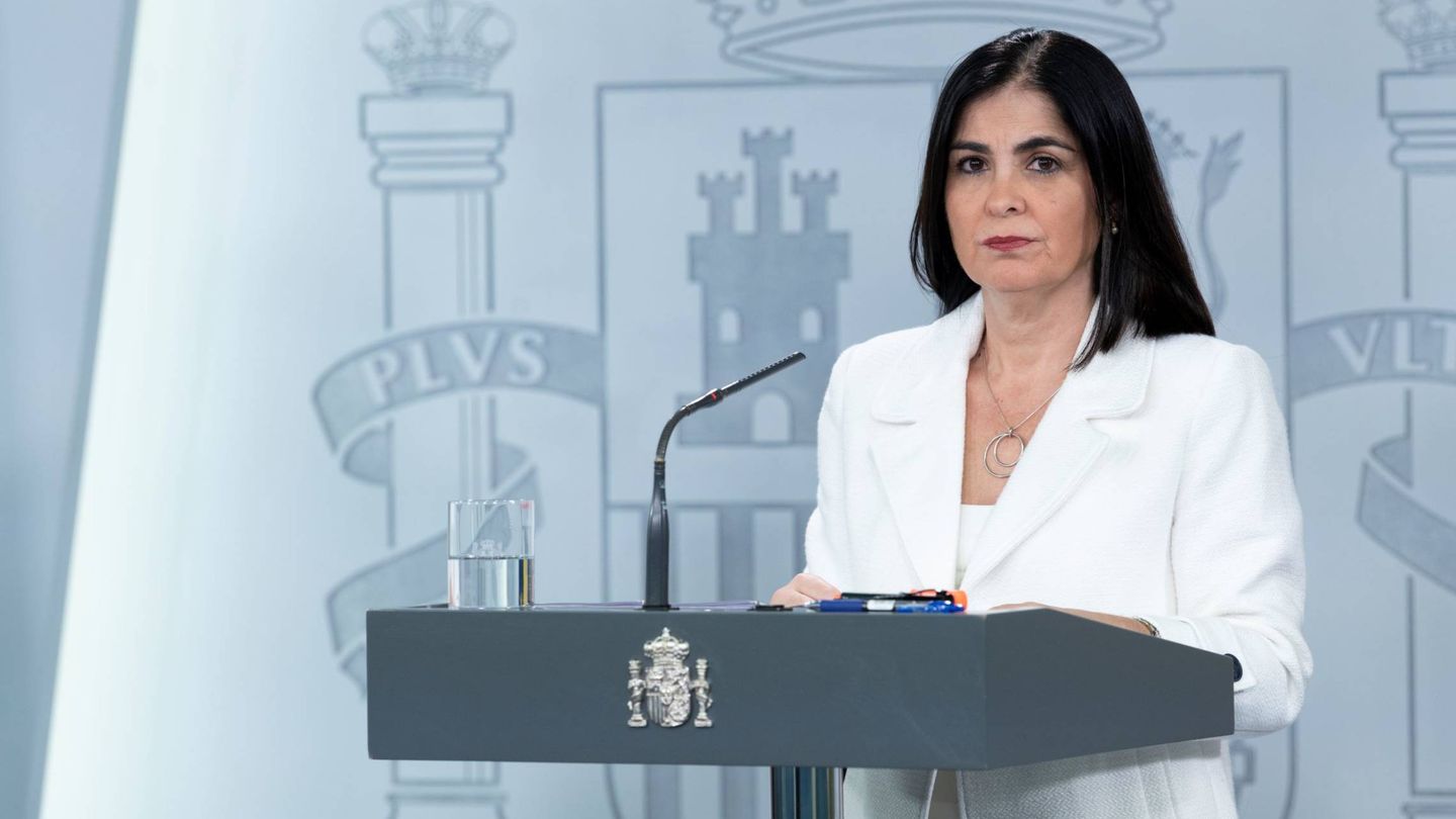 La ministra de Política Territorial y Función Pública, Carolina Darias, en rueda de prensa en la Moncloa este 13 de abril de 2020. (Pool Moncloa)