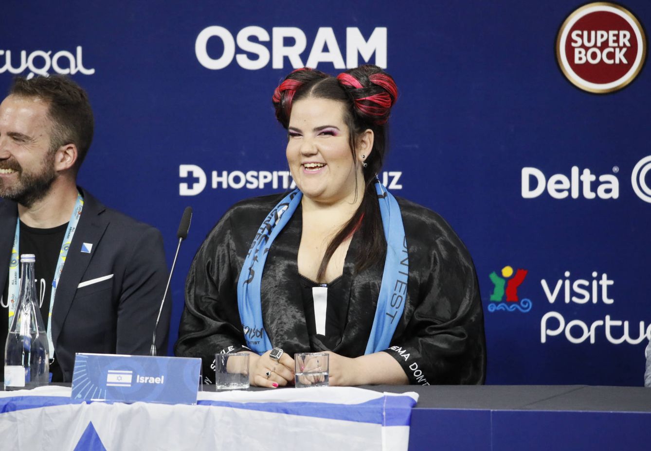 Netta (Israel), durante la rueda de prensa de los ganadores de la primera semifinal. (Eurovision.tv)