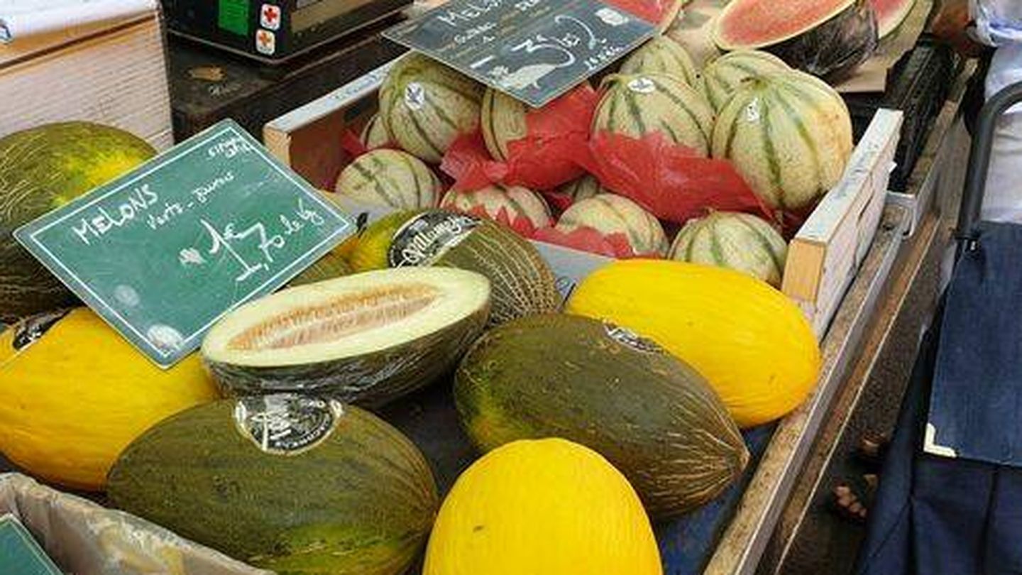 Puesto de sandías y melones en un mercado de Toulouse (Foto: A.G.)