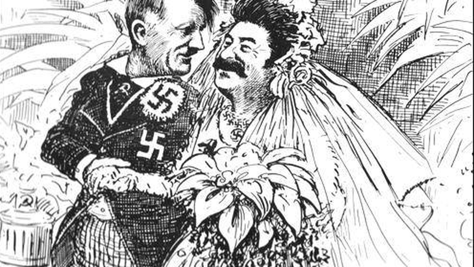 Foto: Una caricatura de la época en la que Hitler y Stalin contraen matrimonio. (Archivo)