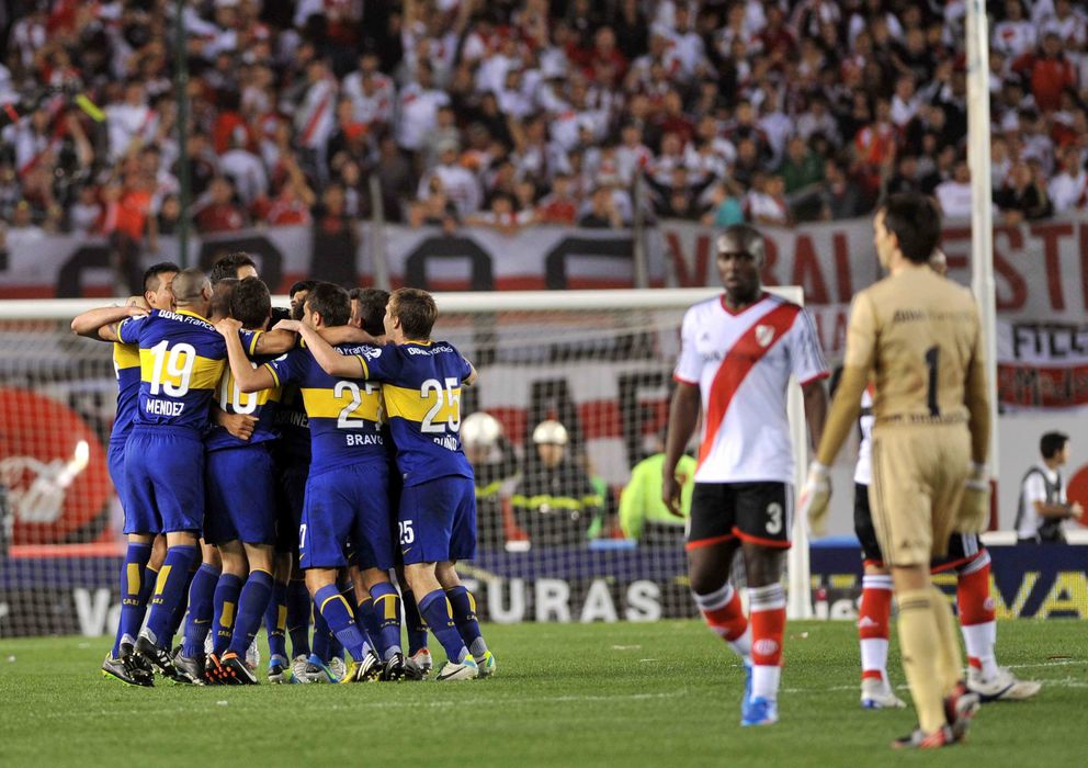Foto: Los jugadores de Boca Juniors celebran la victoria ante River Plate.
