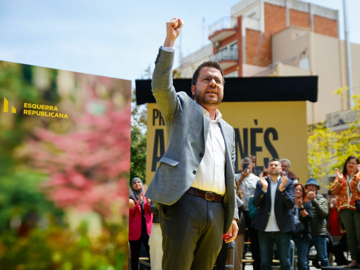 Foto: El presidente de la Generalitat, Pere Aragonès, en un acto de campaña. (Europa Press/Kike Rincón)