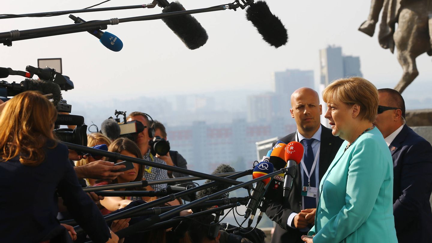 Angela Merkel a su llegada a la cumbre europea de Bratislava, Eslovaquia, el 16 de septiembre de 2016 (Reuters).