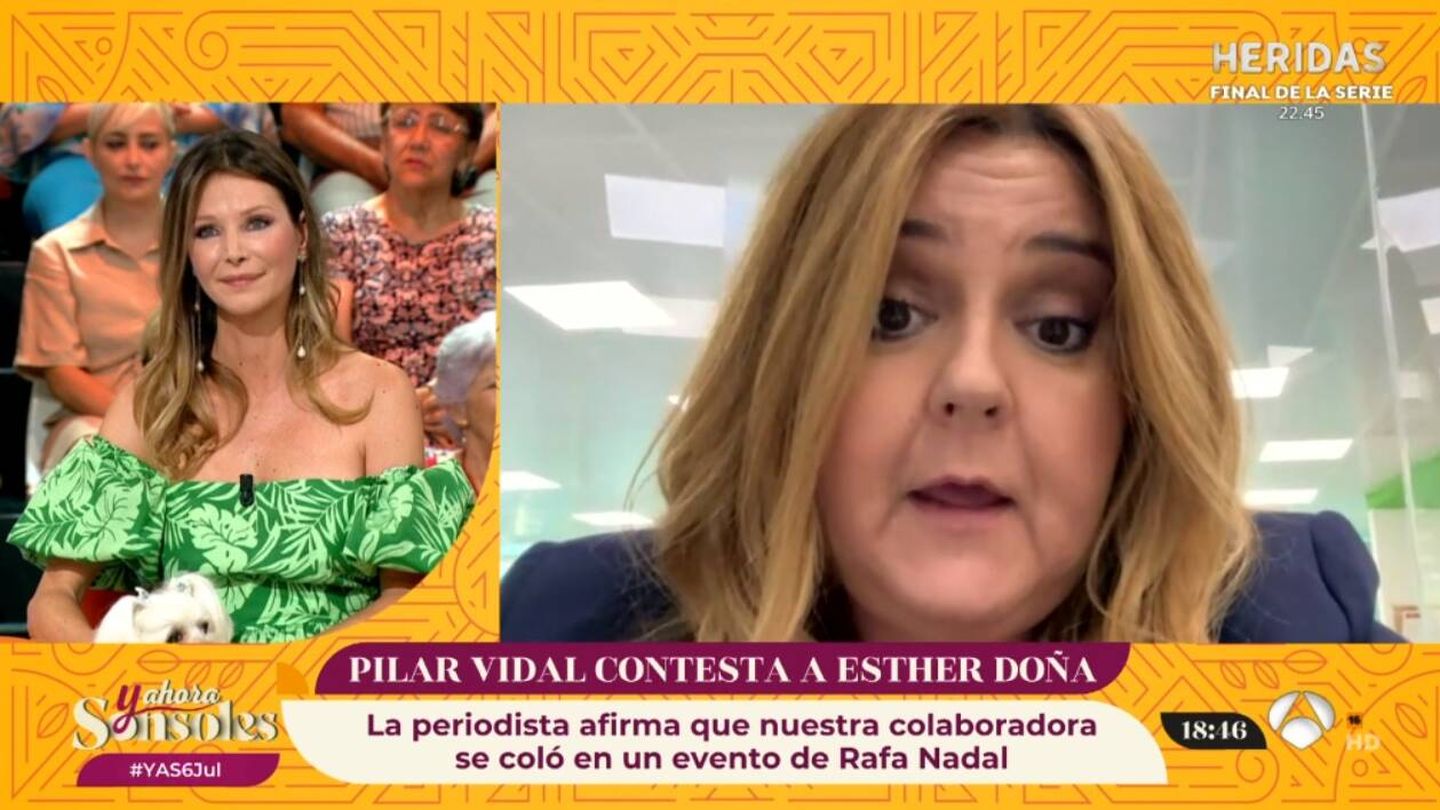 Esther Doña junto a Pilar Vidal en 'Y ahora, Sonsoles'. (Atresmedia)