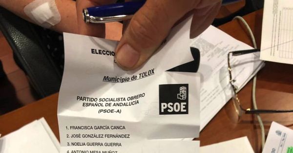 Foto: Papeleta con cortes en el lateral considerada como voto nulo y recurrida por el PSOE 