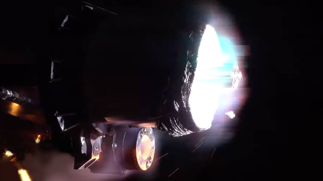 Foto: Una pieza de una nave desintegrándose en un túnel de plasma. (ESA)