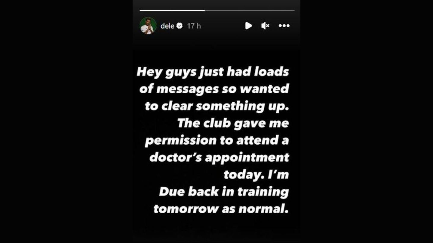 El mensaje de Dele Alli en redes sociales. (Instagram)