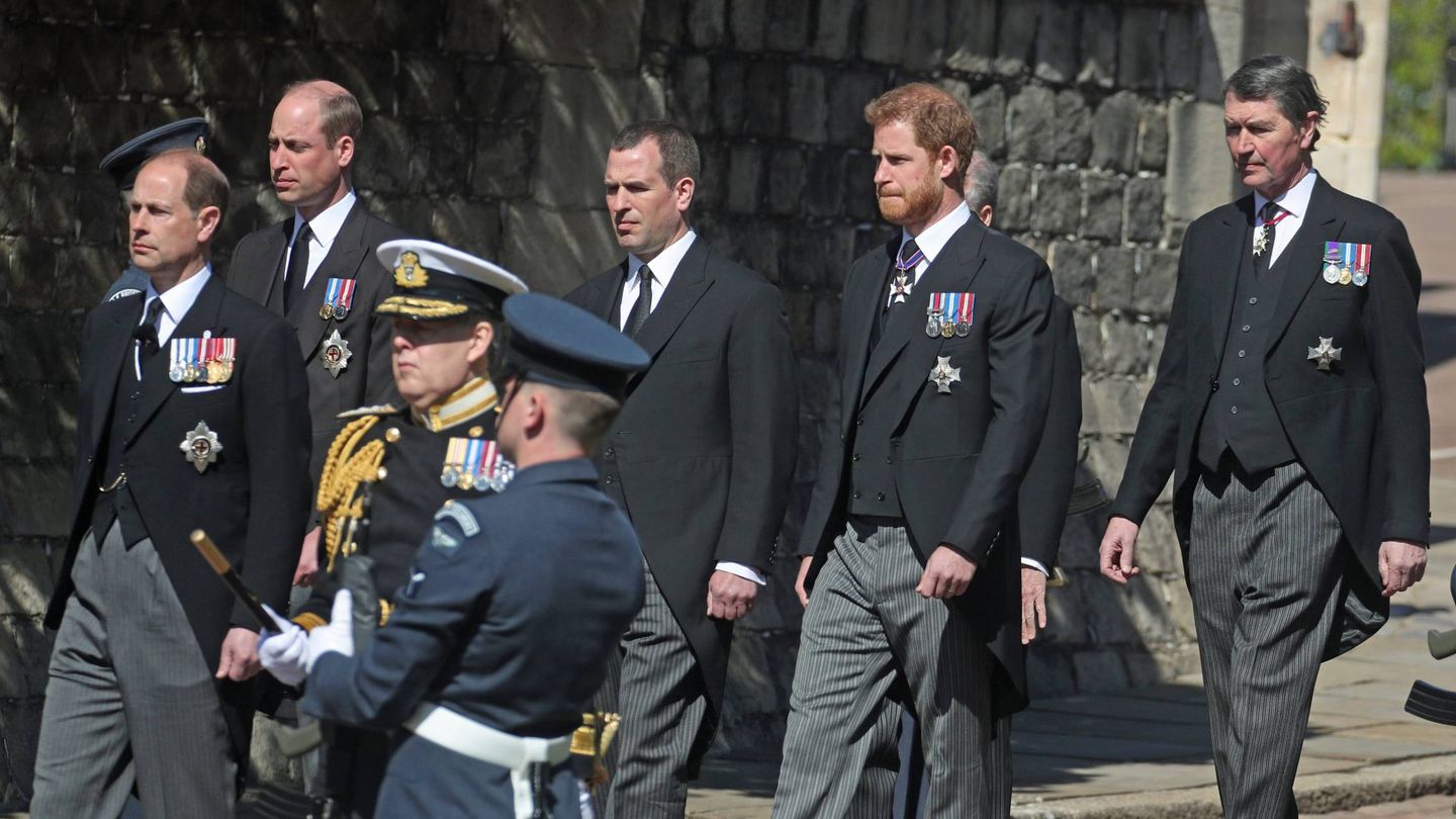 El príncipe Harry, en el funeral del duque de Edimburgo. (Palacio de Buckingham)