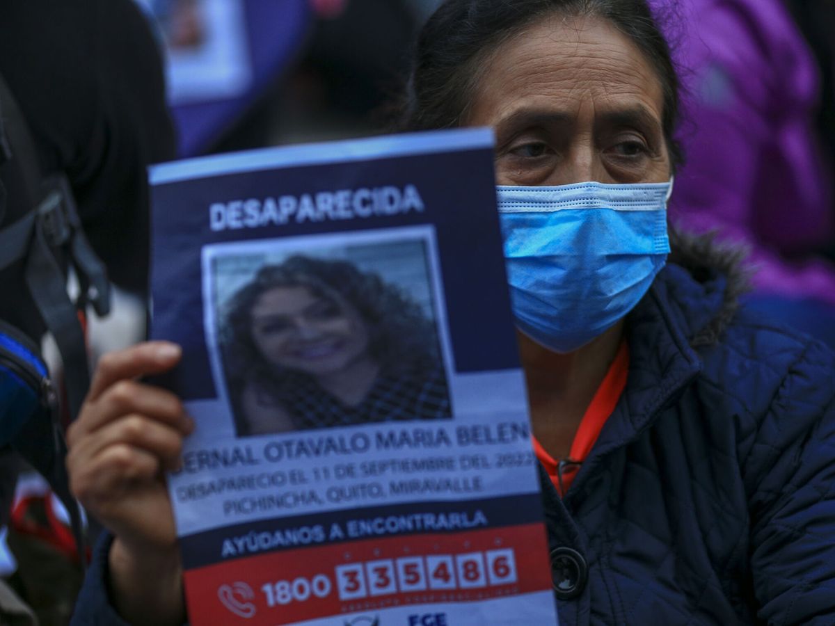 Foto: Protesta por la desaparecida María Belén Bernal, en Quito. (EFE)