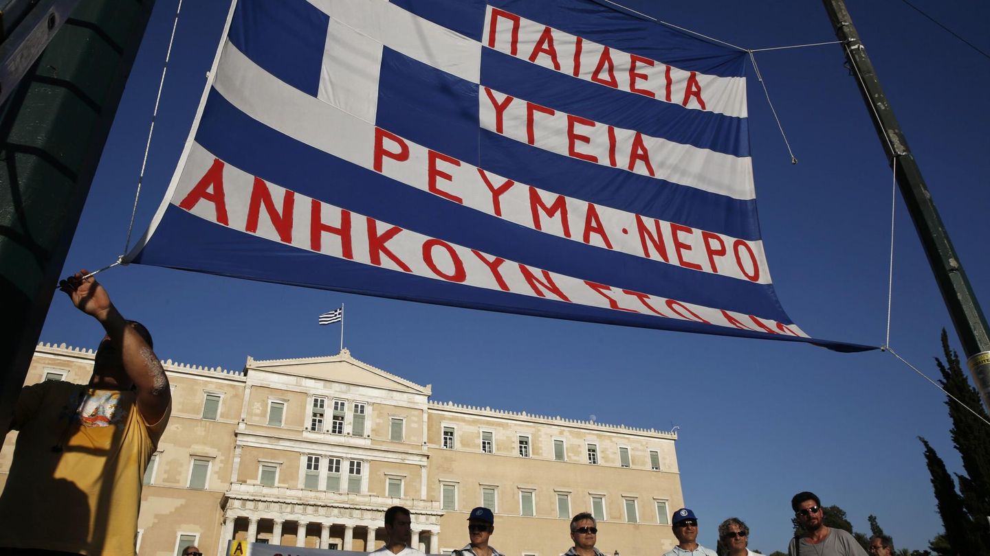 Protesta contra los planes del Gobierno heleno para vender parte de una compañía pública (Reuters). 