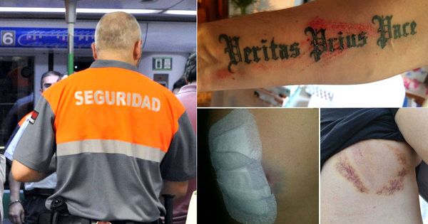 Foto: Algunas de las agresiones que han sufrido los vigilantes de Renfe o del metro. (Montaje EC)