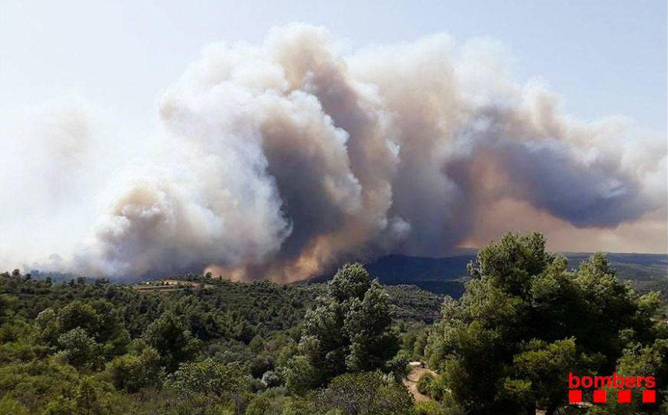 El incendio de Tarragona en el municipio de la Torre de l'Espanyol.(Bomberos de Cataluña / EFE)