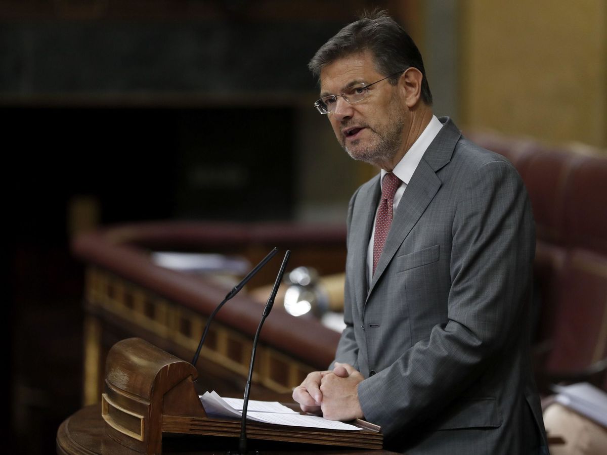 Foto: Rafael Catalá durante el pleno de Presupuestos de 2018 cuando era ministro de Justicia. 
