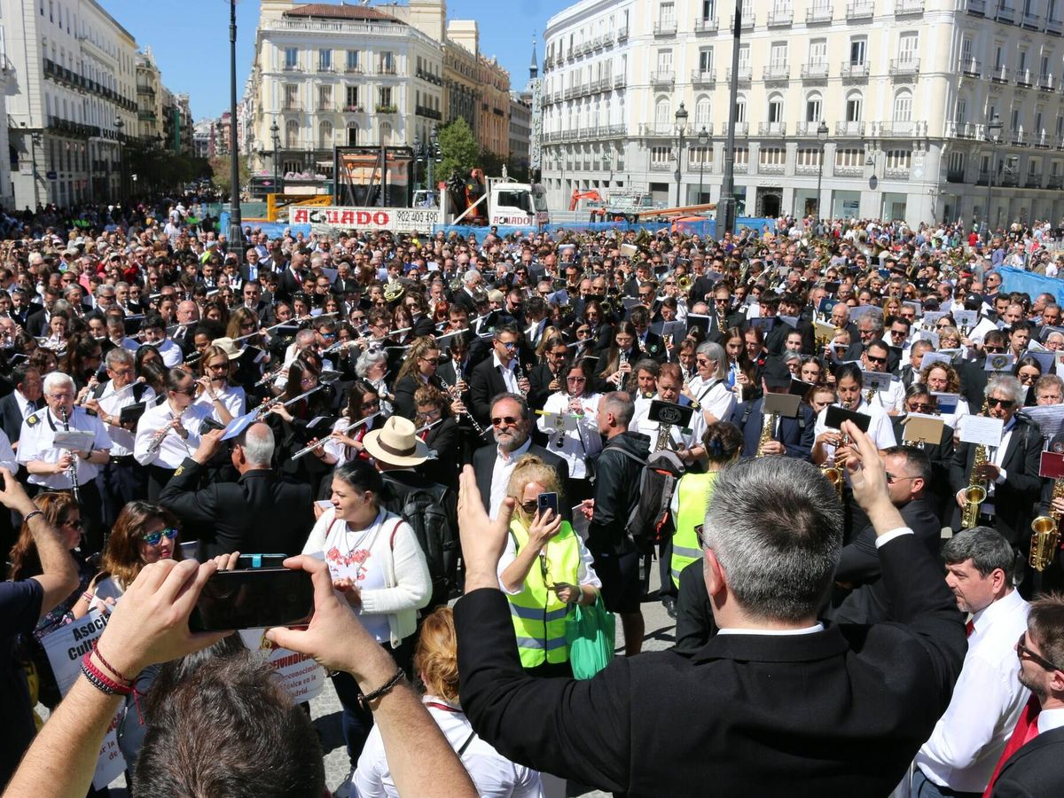 Foto: Cientos de músicos se concentraron en Madrid el pasado domingo. (Foto: Federación de Bandas de Música de la Comunidad de Madrid)