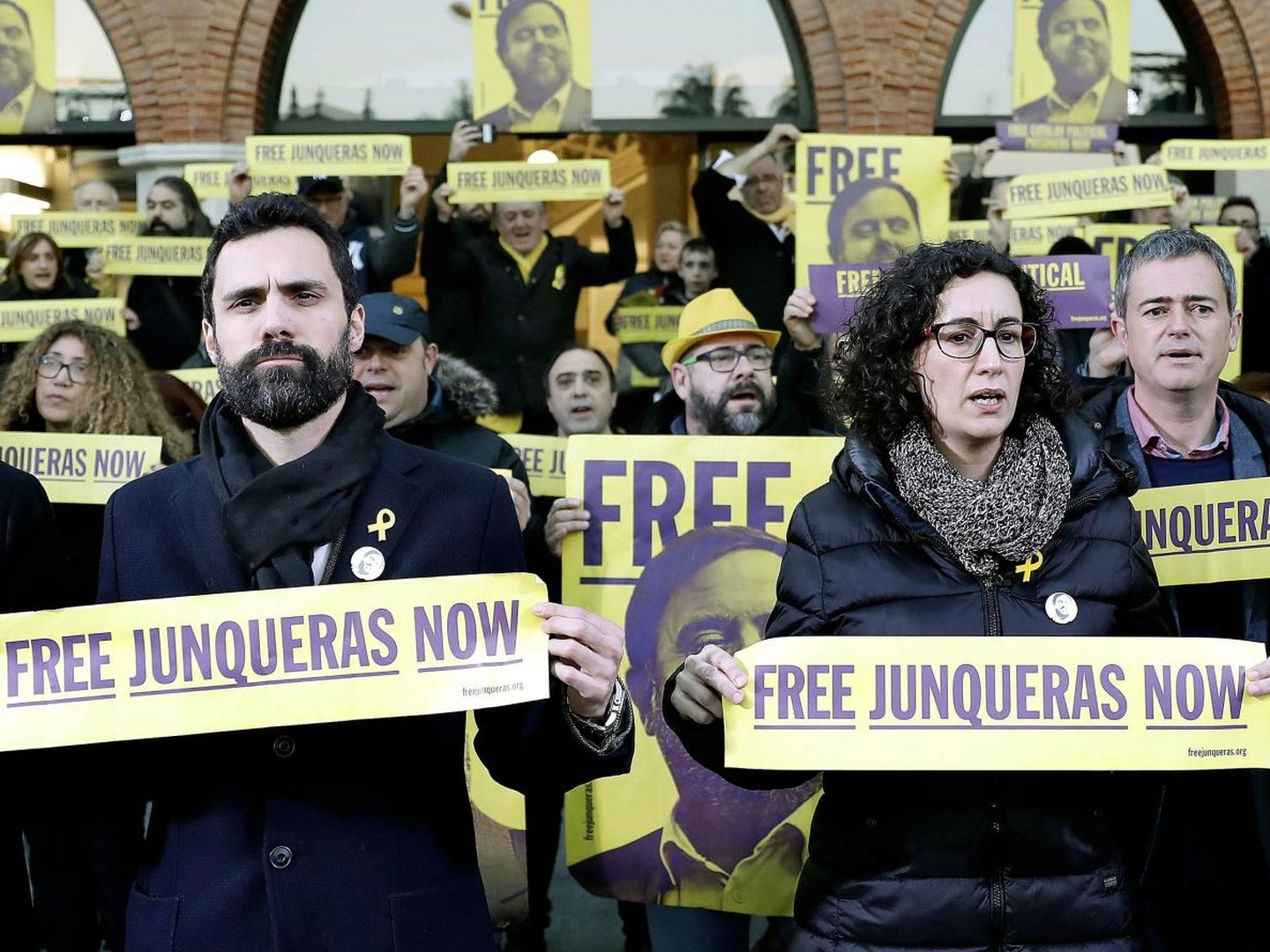 Marta Rovira y Roger Torrent piden la libertad de Junqueras. (EFE)