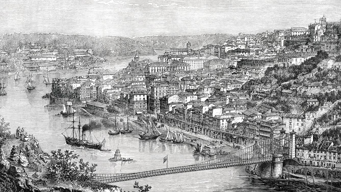 Entrada del puerto de Oporto en 1861