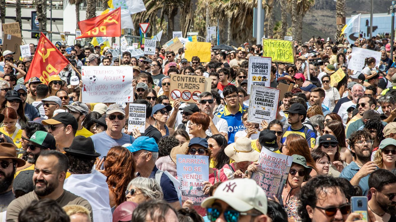 Foto: Una imagen de la manifestación en Canarias. (Europa Press/Canarias)