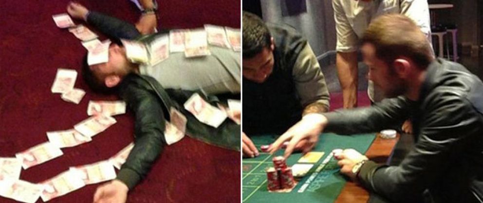 Foto: Un jugador del Sunderland celebra el descenso del Wigan 'forrándose' en el casino