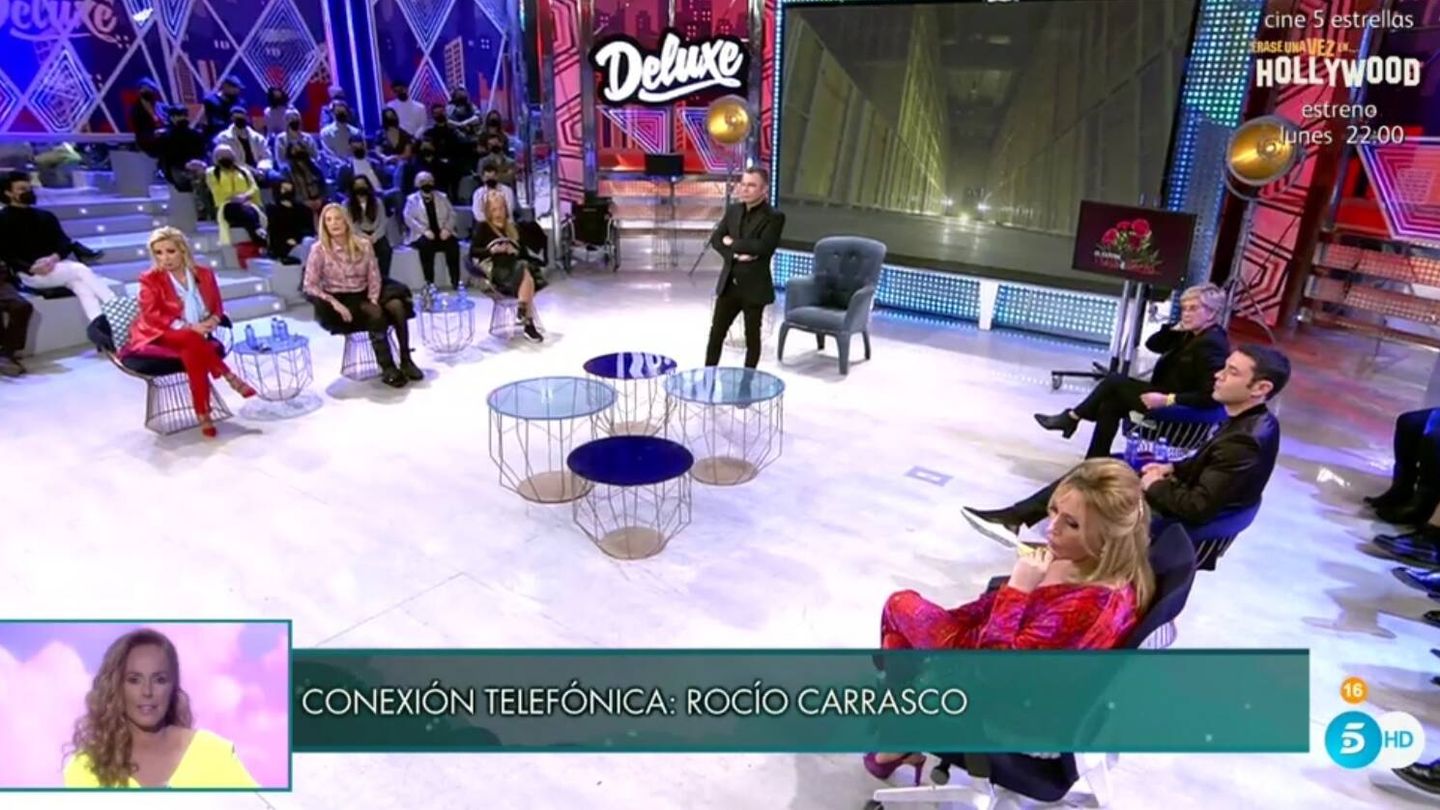 Rocío Carrasco hablando en 'Sábado Deluxe'. (Telecinco).