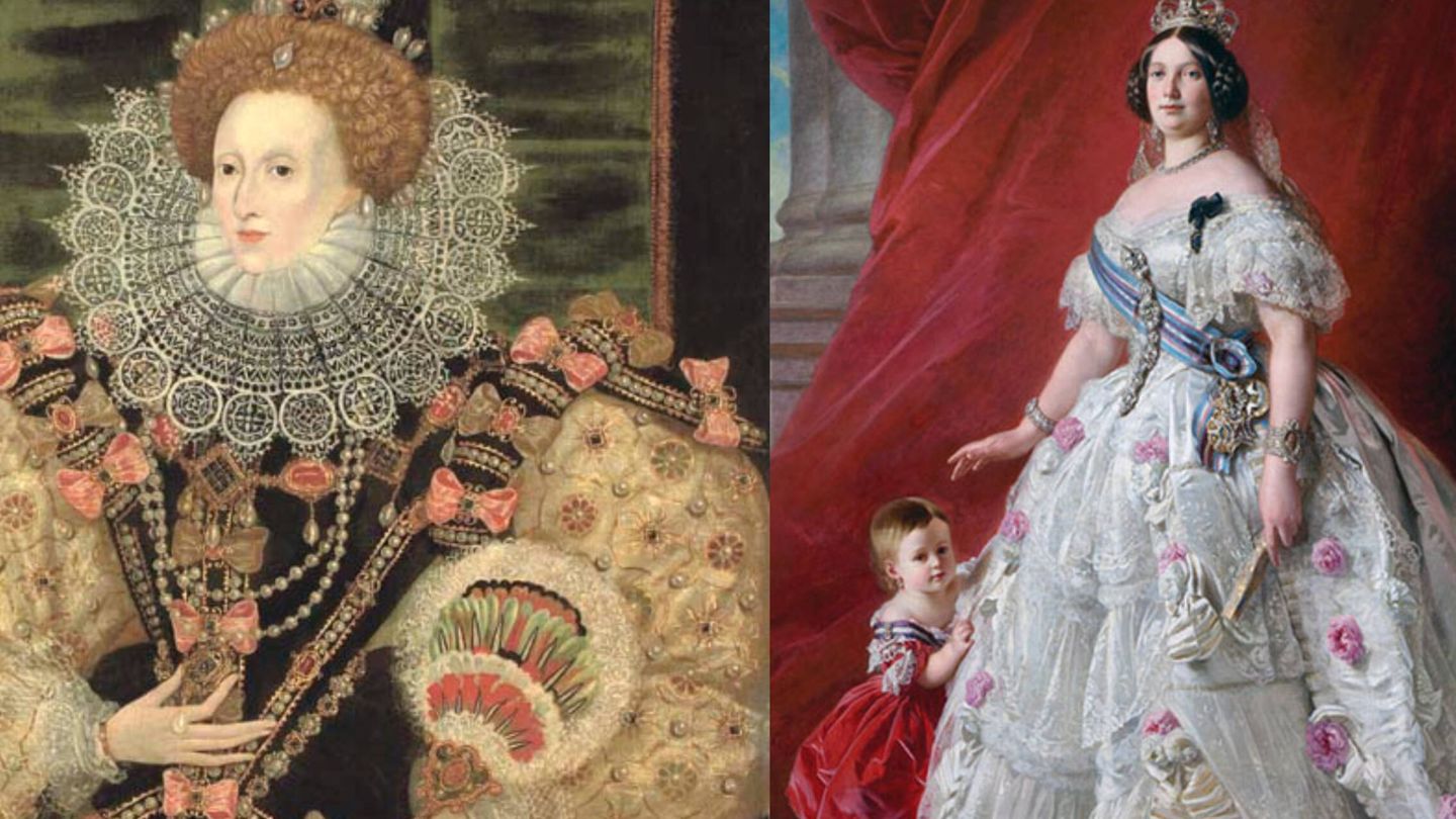 Retratos de Isabel I e Isabel II (Fuente: Wikipedia / Biblioteca Miguel de Cervantes)