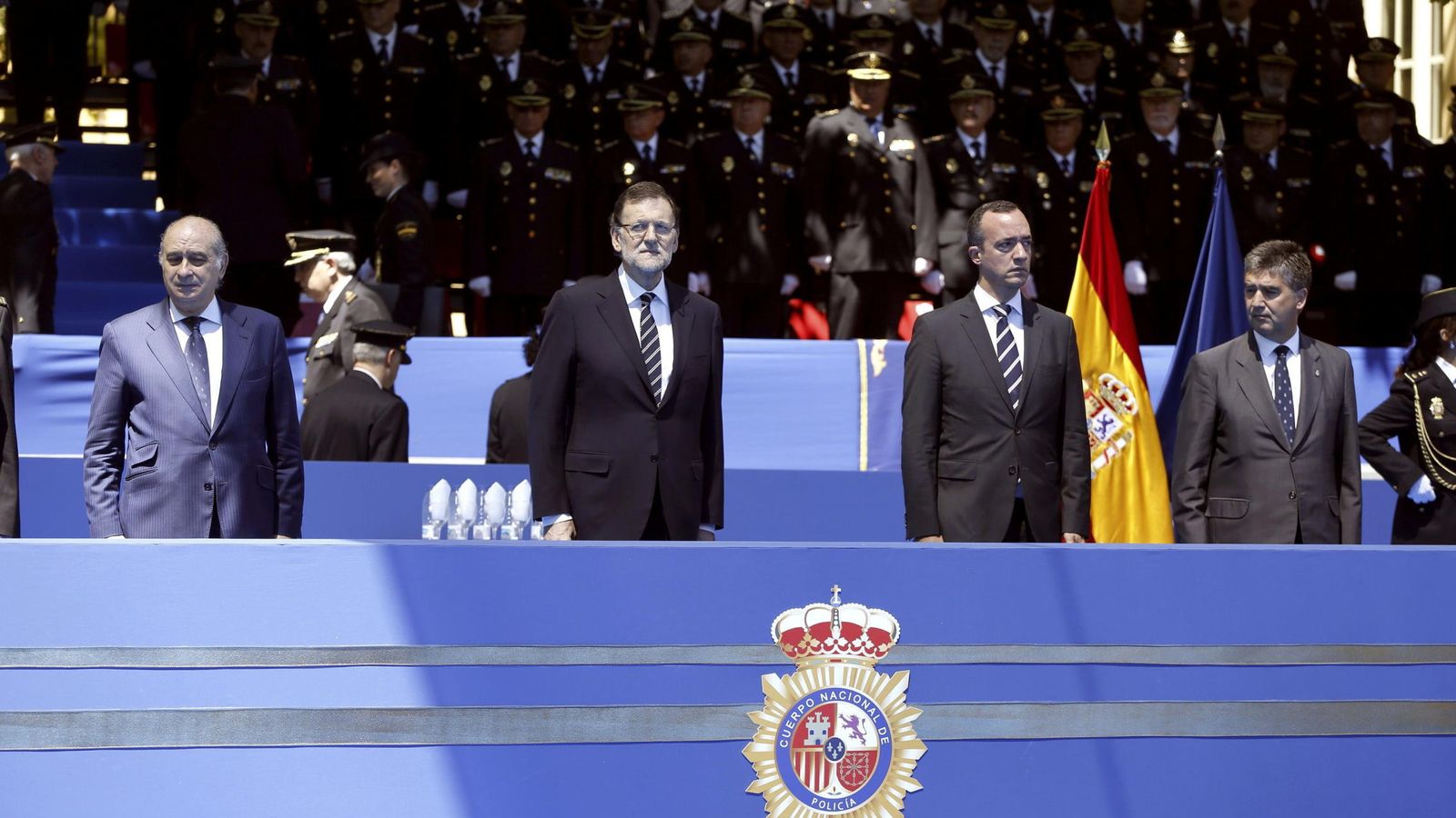 Foto: Mariano Rajoy, en un homenaje a los 186 policías nacionales asesinados en atentados terroristas. (EFE)