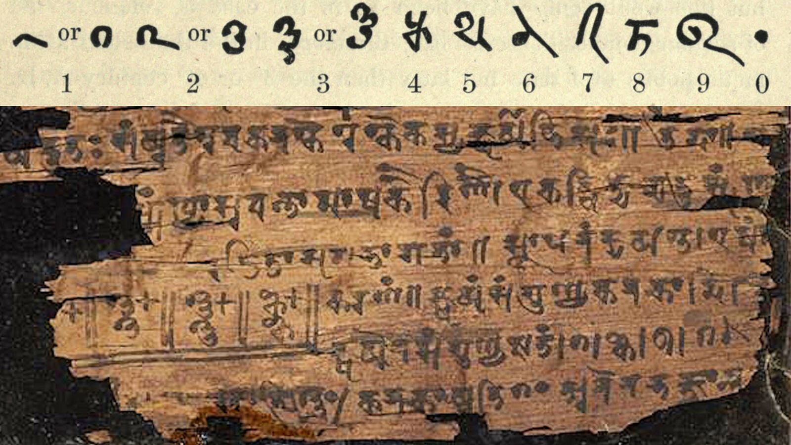 El manuscrito Bakhshali es un antiguo texto matemático indio escrito en corteza de abedul que se encontró en 1881 en el pueblo de Bakhshali, Mardan (cerca de Peshawar en el actual Pakistán). Fuente: Wikipedia.