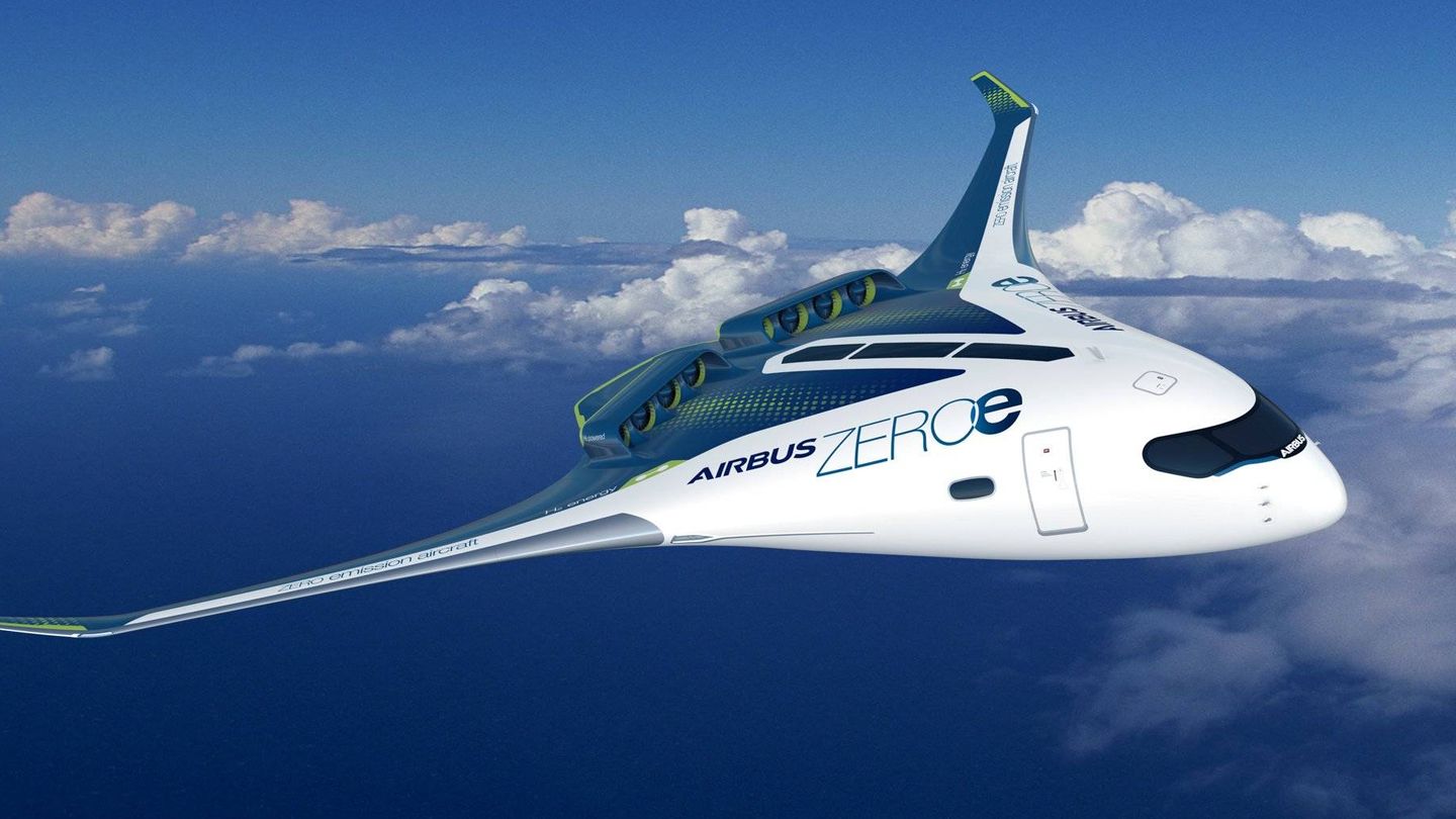 El concepto de Airbus para su avión ZEROe con pila de hidrógeno. (Airbus)