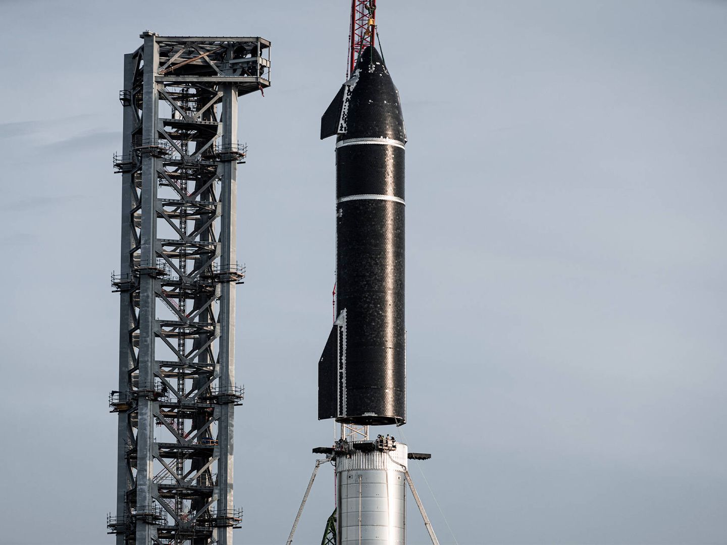 Prueba de la unión entre el Super Heavy y la Starship en agosto. (SpaceX)