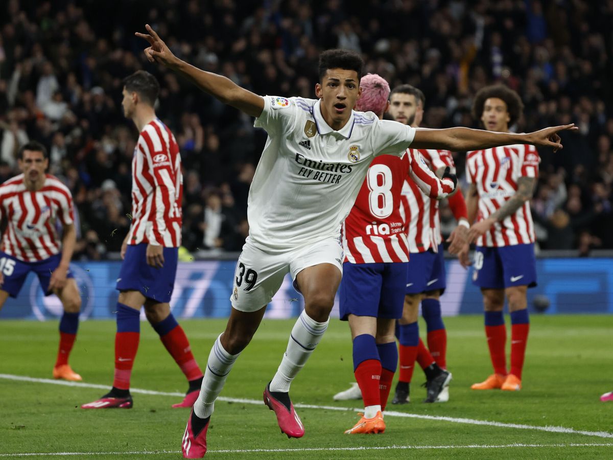 Foto: Álvaro Rodríguez celebra el gol a Atlético de Madrid. (EFE/Juanjo Martín)