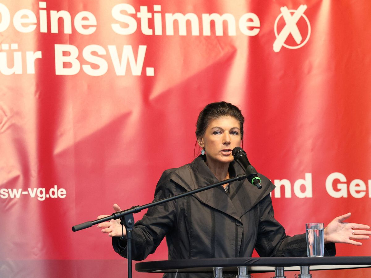 Foto: La lideresa de la BSW, Sahra Wagenknecht, en un acto de campaña en Weimar (Reuters/Karina Hessland)
