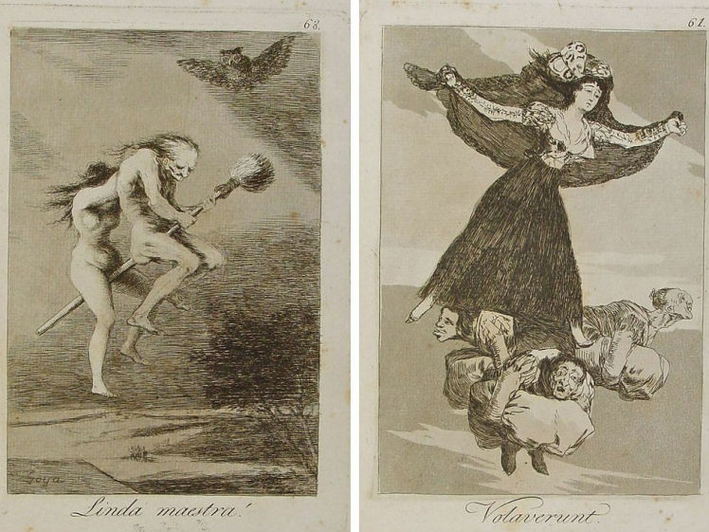 'La linda maestra' y 'Volavérunt'. Francisco de Goya, 1799.
