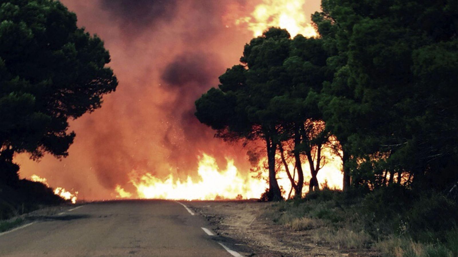 Foto: Una imagen del incendio de la comarca zaragozana de las Cinco Villas. (EFE)