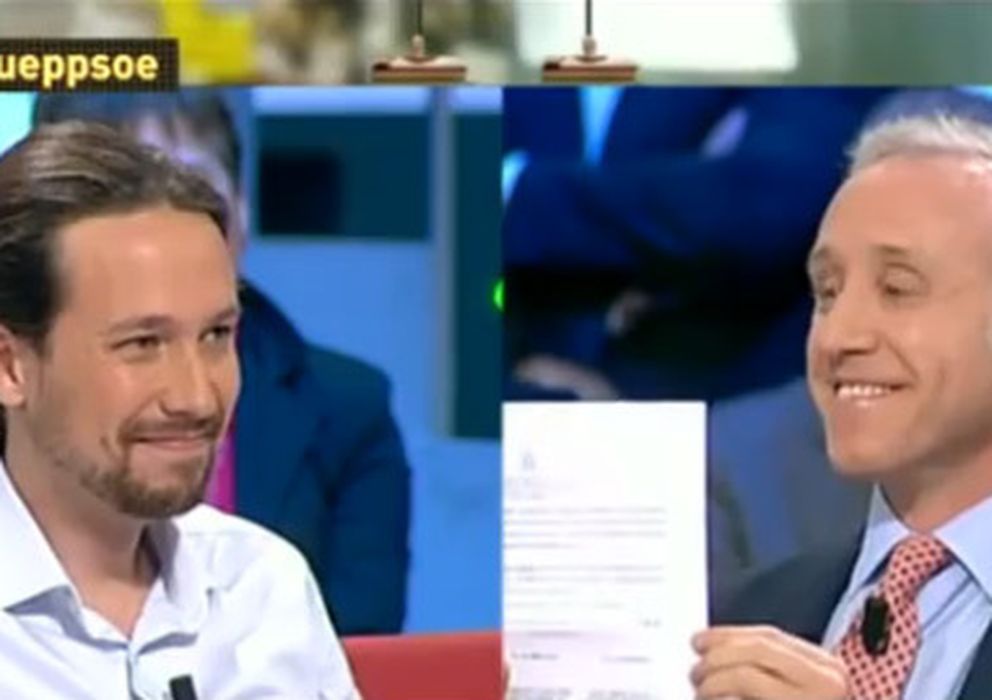 Foto: Pablo Iglesias y Eduardo Inda debaten en 'La Sexta Noche'. (Atresmedia)