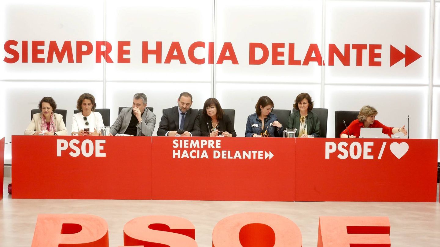José Luis Ábalos preside la reunión de la ejecutiva del PSOE de este 27 de mayo en Ferraz. (Inma Mesa | PSOE)