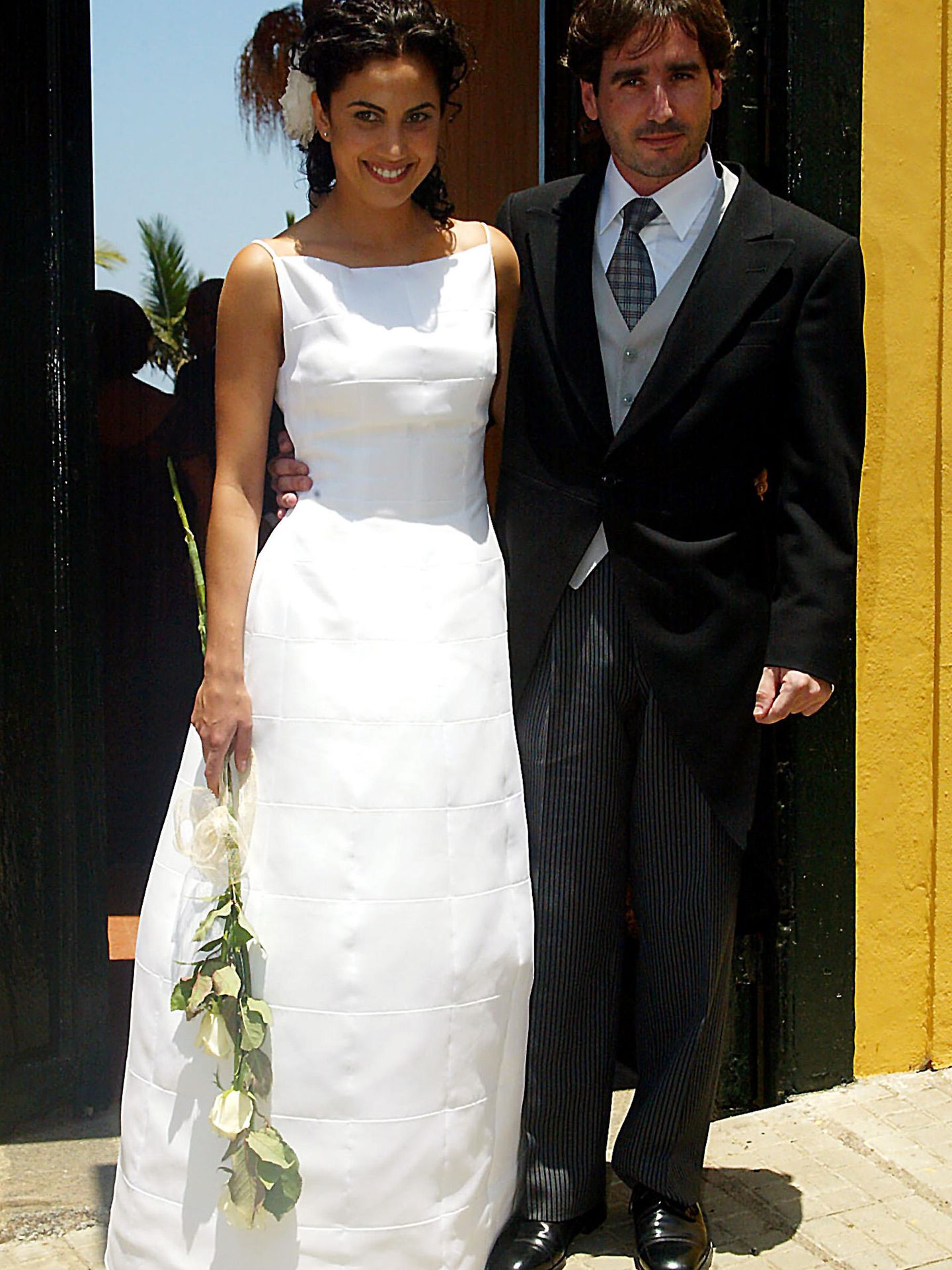 Jacobo Martos y Toni Acosta el día de su boda en Tenerife (2002)
