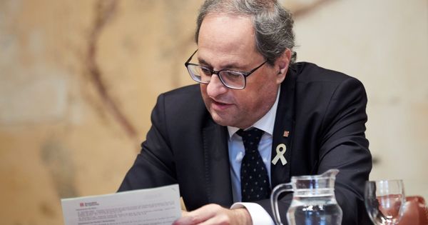 Foto: Quim Torra en la reunión semanal del gobierno catalán. (EFE)
