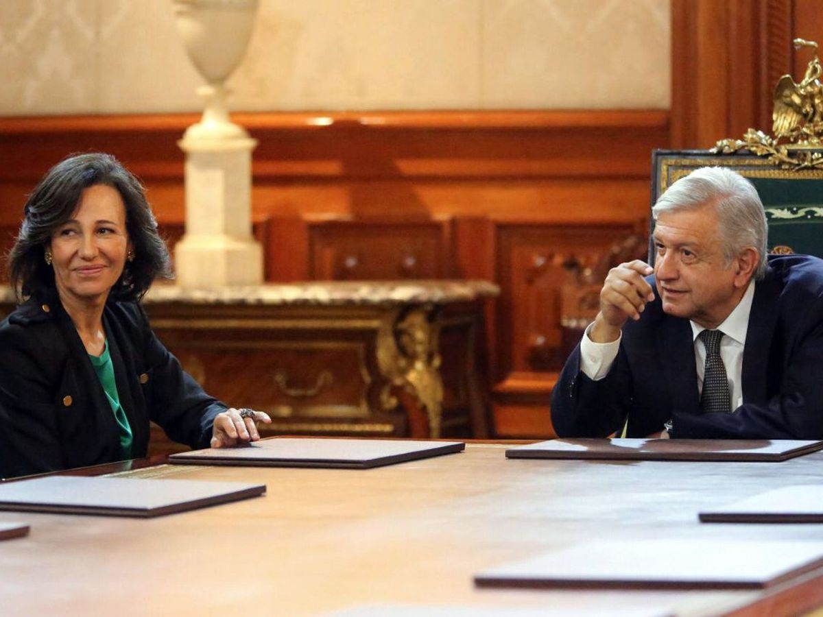 Foto: Ana Botín, presidenta del Santander, junto al presidente de México, Andrés Manuel López Obrador. (EFE)