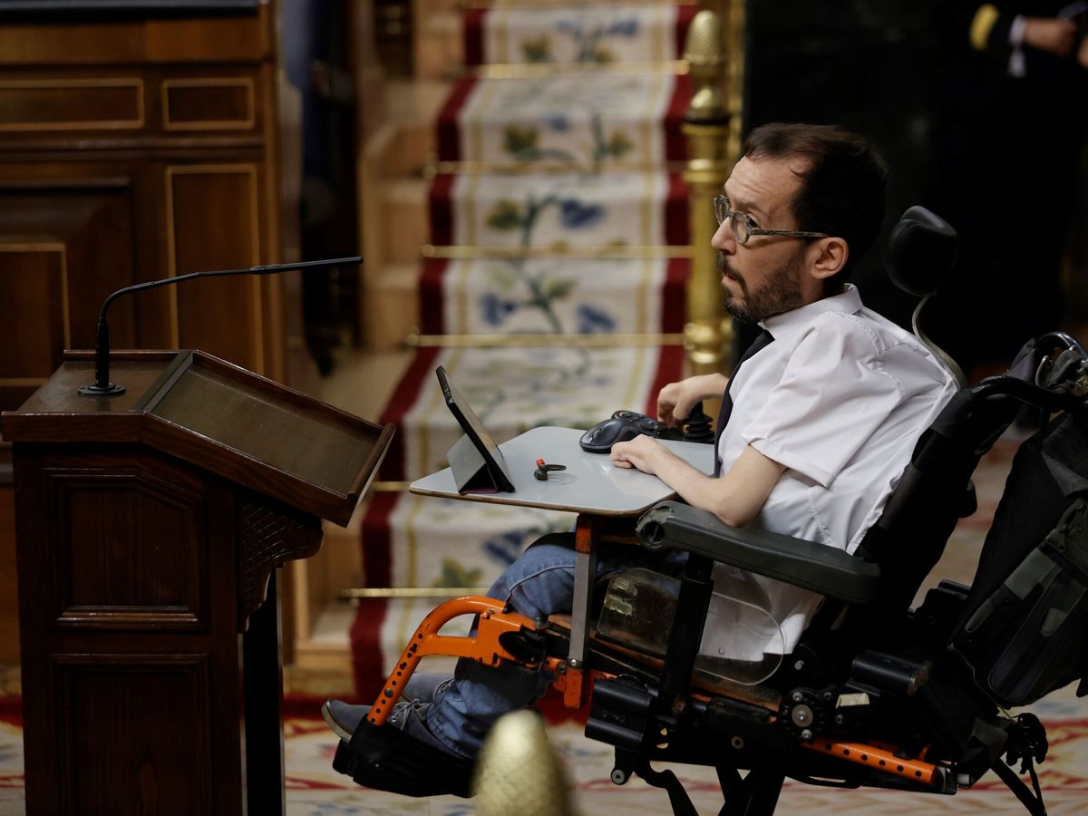 Foto: El portavoz parlamentario de Unidas Podemos, Pablo Echenique durante una intervención en el Congreso. (EFE/Emilio Naranjo)